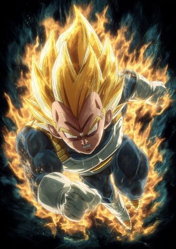 Frenchiart Poster Métallique Dragon Ball Végéta, 30 cm x 42 cm, avec Aimant Mural
