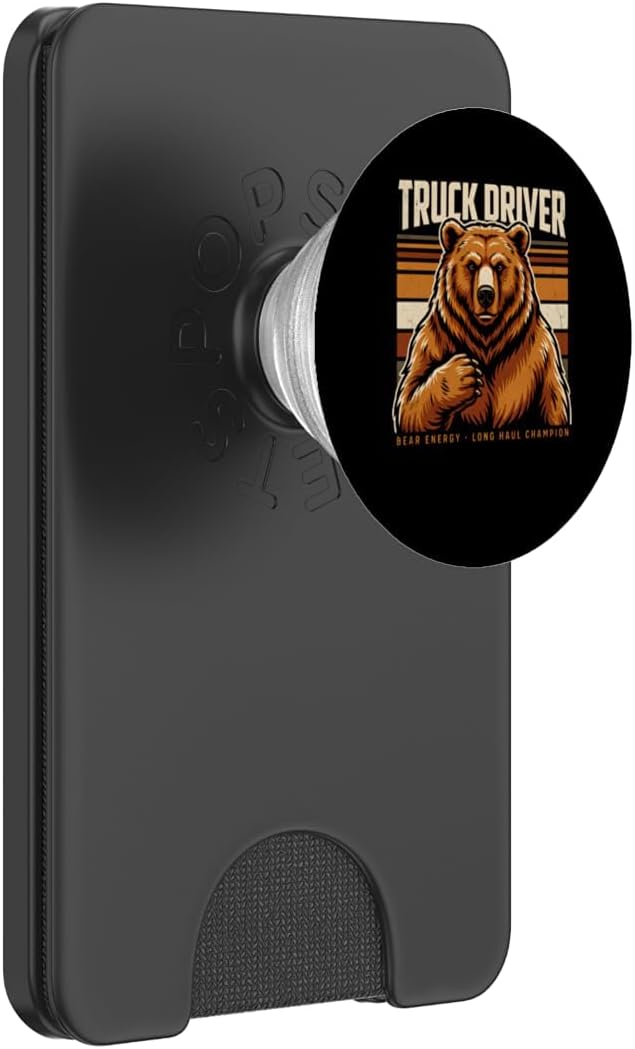Truck Driver Bear Energy Long Haul Champion PopSockets PopWallet for MagSafe