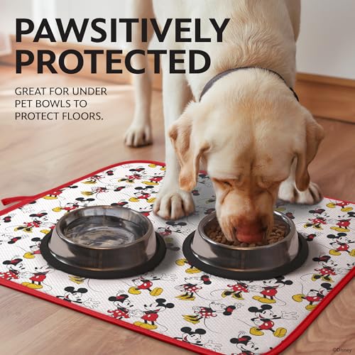 Image of Disney Mickey & Minnie Dish Drying Mat for Kitchen Counter, 2-Pack, 16 inchx18 inch | Ultra absorbent, quick-dry mesh backing, machine washable foldable pad, safe for granite and quartz, ideal for smaller spaces