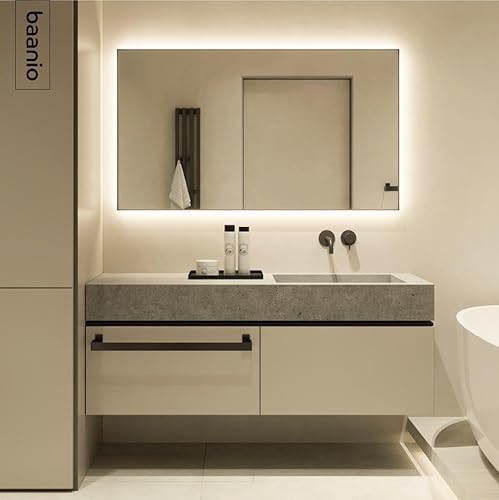 baanio - Espejo Baño con Luz Cálida 80x120 cm Estel | Espejo Baño Led Retroiluminado con Antivaho | Vidrio Resistente 4 mm, Plata Ecológica sin Cobre | Montaje Horizontal o Vertical | Diseño Moderno - imagen 2