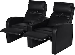 vidaXL Poltrona da Cinema Reclinabile a 2+3 posti Pelle Artificiale Nera