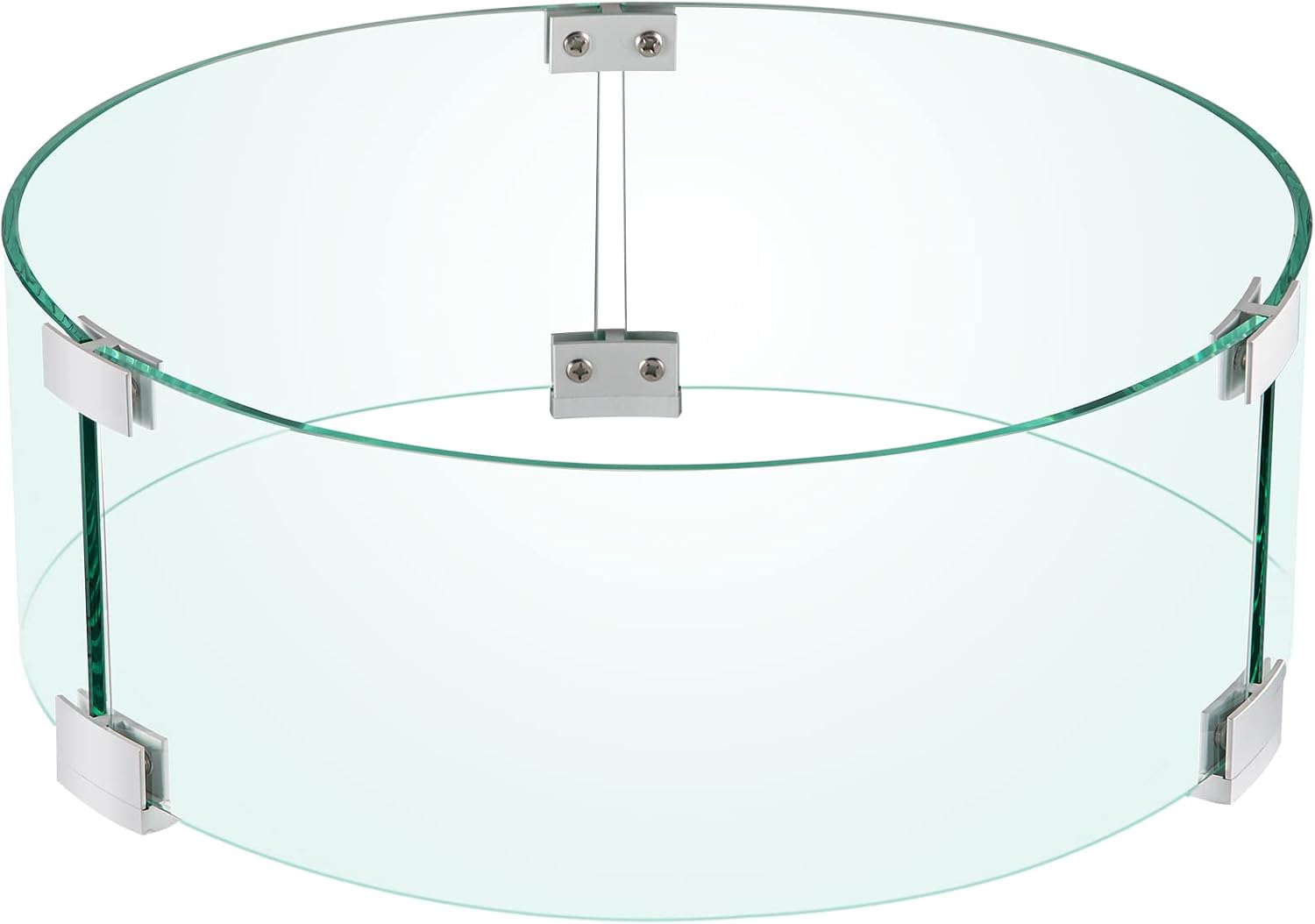 VEVOR Fire Pit Wind Guard, 17 x 17 x 6 Inch Glass Flame Guard, Round Glass Shield, 1/4-Inch Thick Fire Table, Clear Tempered Glass Flame Guard, Aluminum Alloy Feet for Propane, Gas, Outdoor