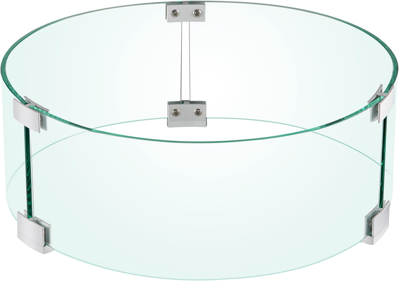 VEVOR Fire Pit Wind Guard, 17 x 17 x 6 Inch Glass Flame Guard, Round Glass Shield, 1/4-Inch Thick Fire Table, Clear Tempered Glass Flame Guard, Aluminum Alloy Feet for Propane, Gas, Outdoor
