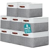 Uiifan 8 Pack Fabric Storage Bins Cube Foldable Large Baskets Boxes with Handles Collapsible Storage Organizer for Shelves Home Office(16 x 12 x...