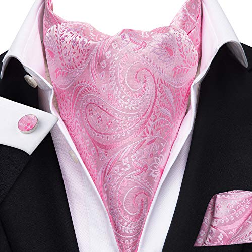 Image of Dubulle Paisley Floral Ascot for Men Self Tie Mens Cravat and Pocket Square Cufflinks Wedding