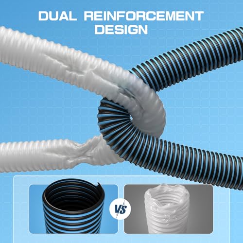 UIRWAY Upgrade Pool Vacuum Head with Side Brush & 360° Swivel Cuff, Heavy Duty Manual Kink-Resistant 1-1/2\" x 30 Ft Vacuum Hoses, Weighted Triangular Shape for Inground & Above Ground Pool(No Pole)