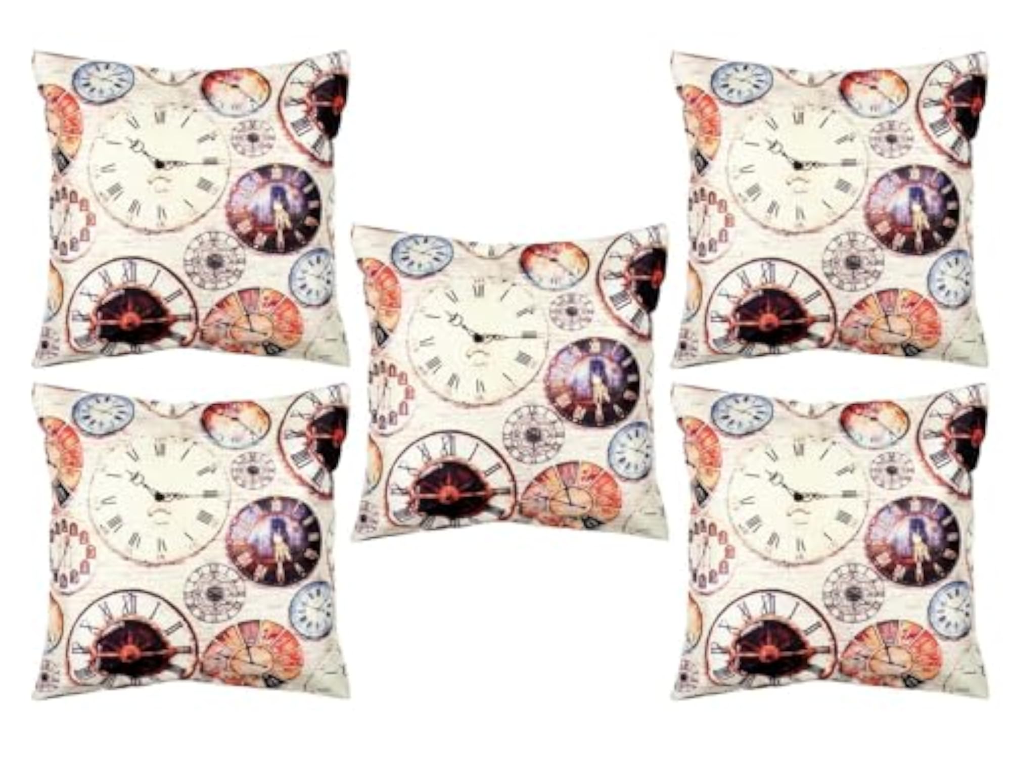 Digital Printed Multicolor Set of 5 Cushion Covers, Gift Idea