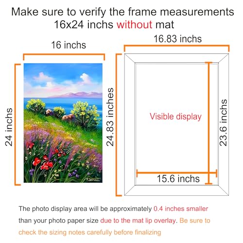 Image of BESCRCL 16x24 Frame Wall Hanging Photo Frame, 16 x 24 Poster FrameBlack, 1 Pack