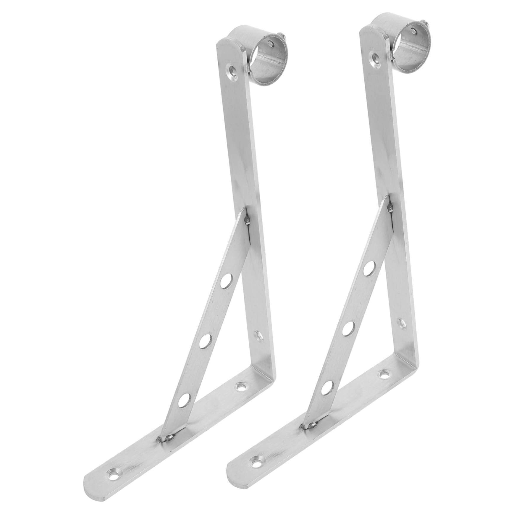 VOSAREA 2pcs Clothes Rail Hanging Clothes Pole Clothes Reaching Pole Garment Rack Curtain Rod Holder Curtain Rods Installation Support Rod Stainless Steel Silver