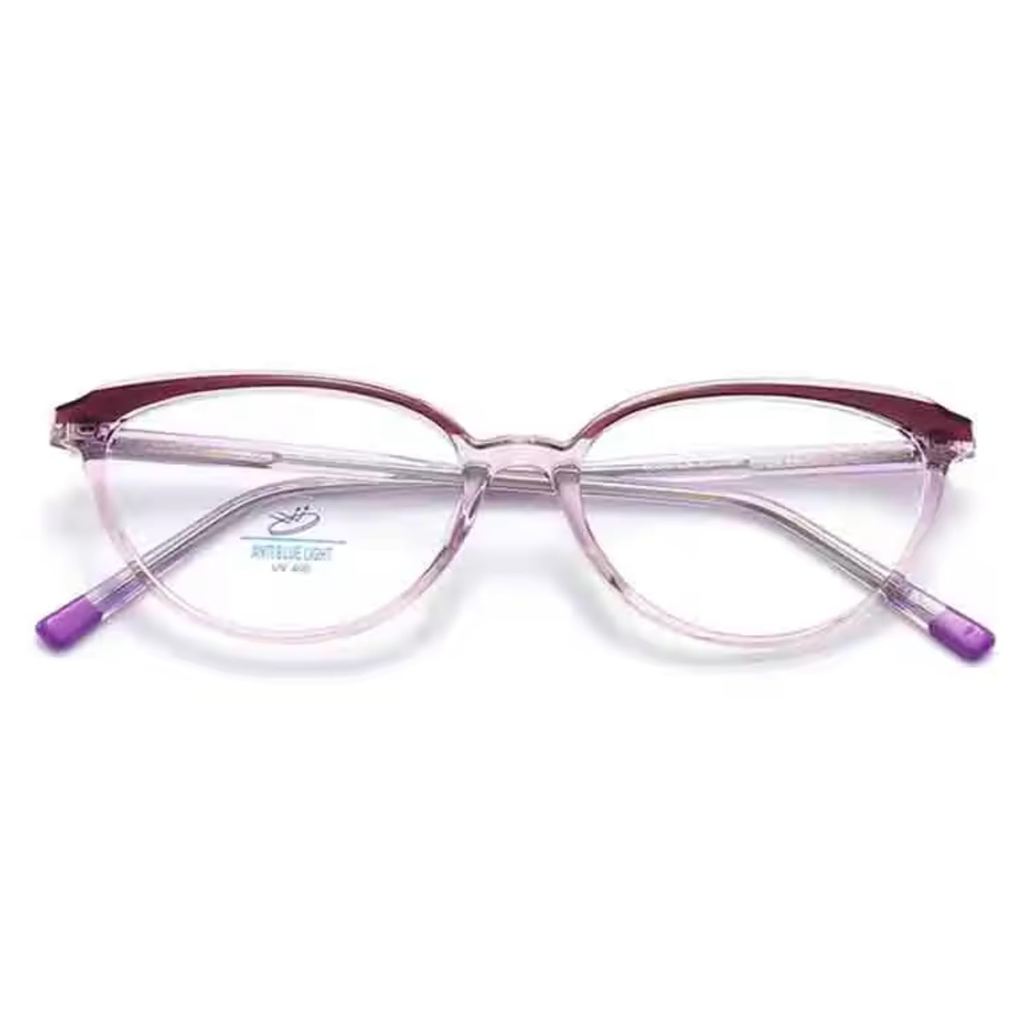 Vast Premium Blue Light Blocking Glasses | Gaming Filter | Transparent Cat eye Eyeglasses for UV Protection | Eyewear For Women| Specs Frame For Computer, Phone, TV, Stylish (PURPLE- CATEYE)