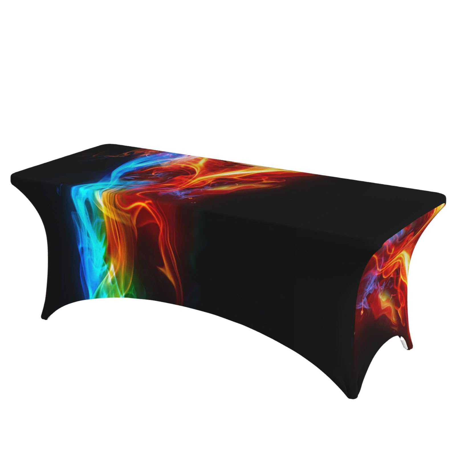 DCEHGEW 6FT Spandex Rectangular Table Cloth, Soccer Background Printed Fitted Elastic Tablecloths Washable Table Cover for Event, Wedding, Banquet & Party