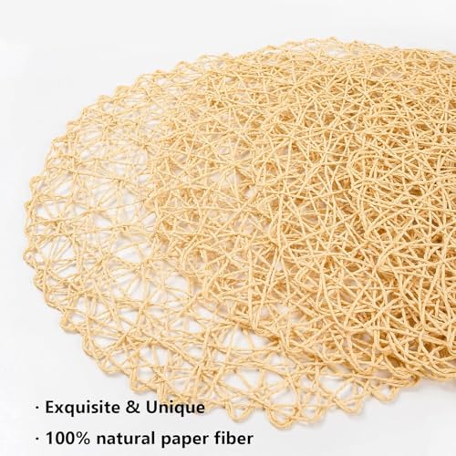 Image of TIED RIBBONS Set of 4 Dining Round Table Place Mats | Placemats Table Mat PVC Material | Non-Slip Heat Resistant | Dining Tablemates Washable Anti-Skid | Size 15 x 15 Inch