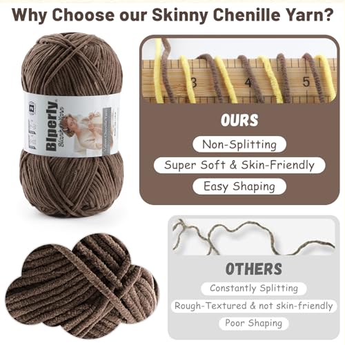 Image of 6 Pack Chenille Yarn for Crocheting - 948yds Soft Fluffy Yarn for Crochet Amigurumi Baby Blankets - Fingering Weight Yarns 50g /1.76oz Each (6, Black)