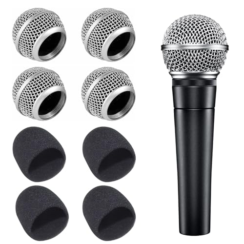 Cabeza de Micrófono de Metal,Paquete de 4 Cabezas Metálicas de Micrófono Compatibles con Marca - Sustitución de Excelente Calibre para Marca Reconocida SM58, SM58S, SM58LC, SA-M30, SV100 y Más