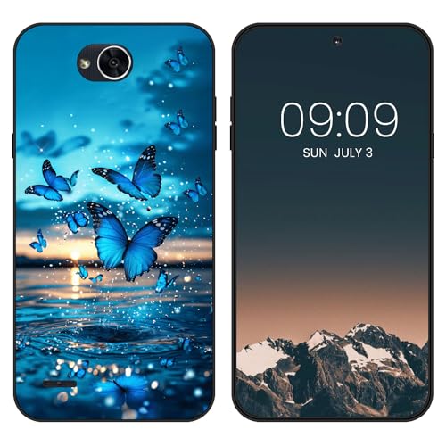 WUACYEAMING Funda Bonita para LG X Power 2,Carcasa con Aesthetic Lindo Dibujos,Ultrafina Suave TPU Antigolpes Case Divertidas Diseño Negro-Mariposa