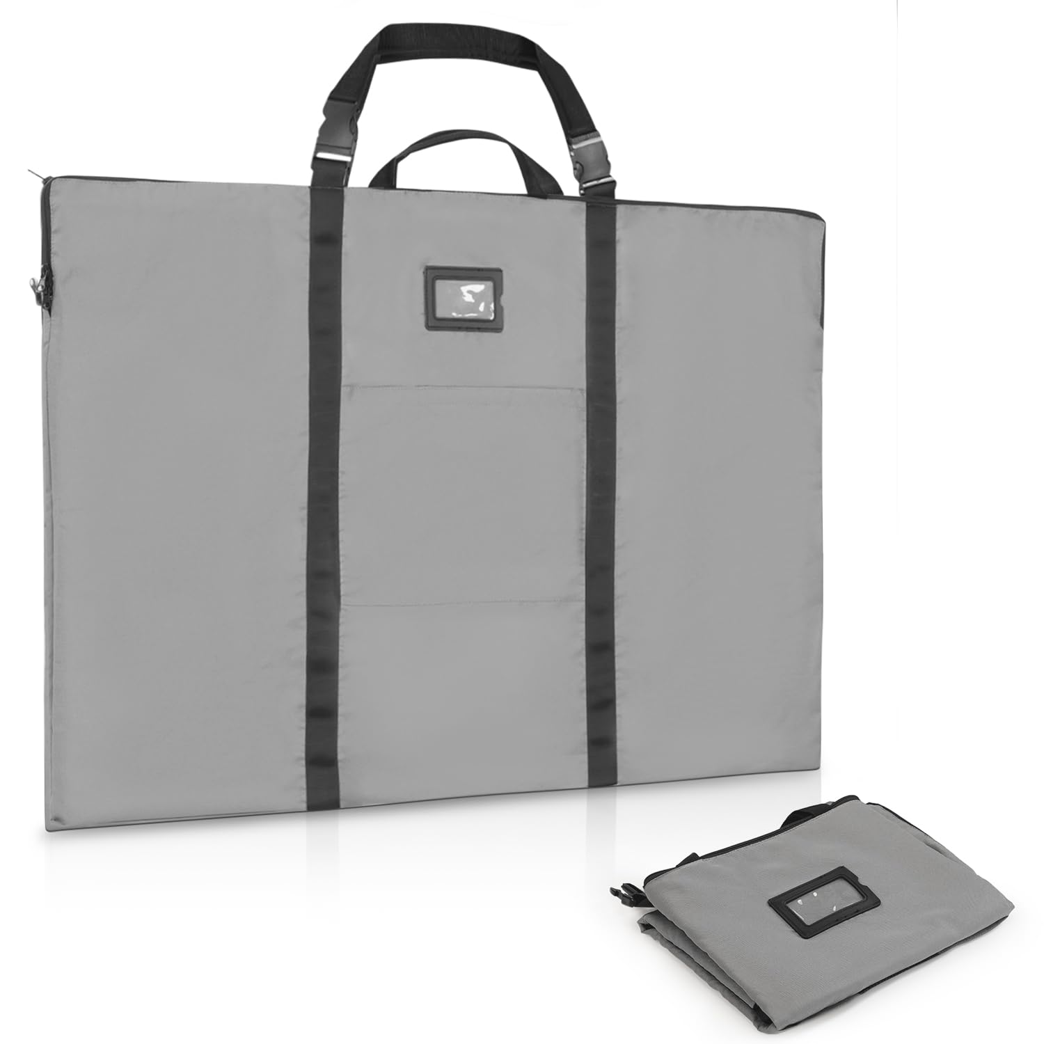Large Size Art Portfolio Bag with Nylon Shoulder, 24 x 36 inches Light Weight Poster Storage Bag Board Holder with Handle and Zipper for Poster, Sketching and Drawing (gray)