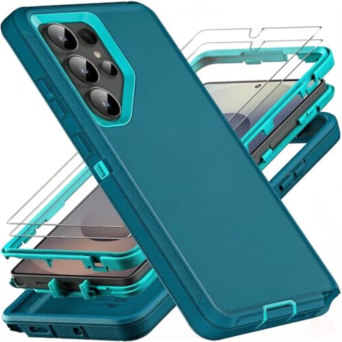Coque Samsung S25 Ultra YmhxcY protection intégrale avec 2 verres trempés bleu