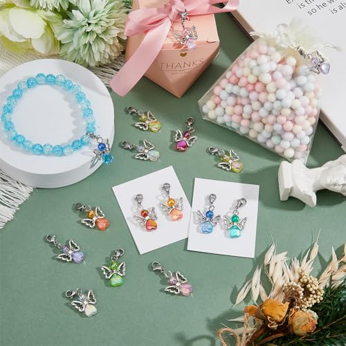 SUPERFINDINGS 36pcs 9 Colors Guardian Angel Charms Colorful Fairy Dangle Pendants Acrylic Angel Wing Charms with Lobster Clasps for DIY Jewelry Making Findings Crafts Supplies - Image 4