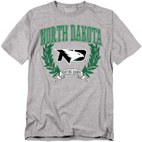 LOGOVISION University of North Dakota Laurels Dark Unisex Adult T Shirt, Athletic Heather, Large