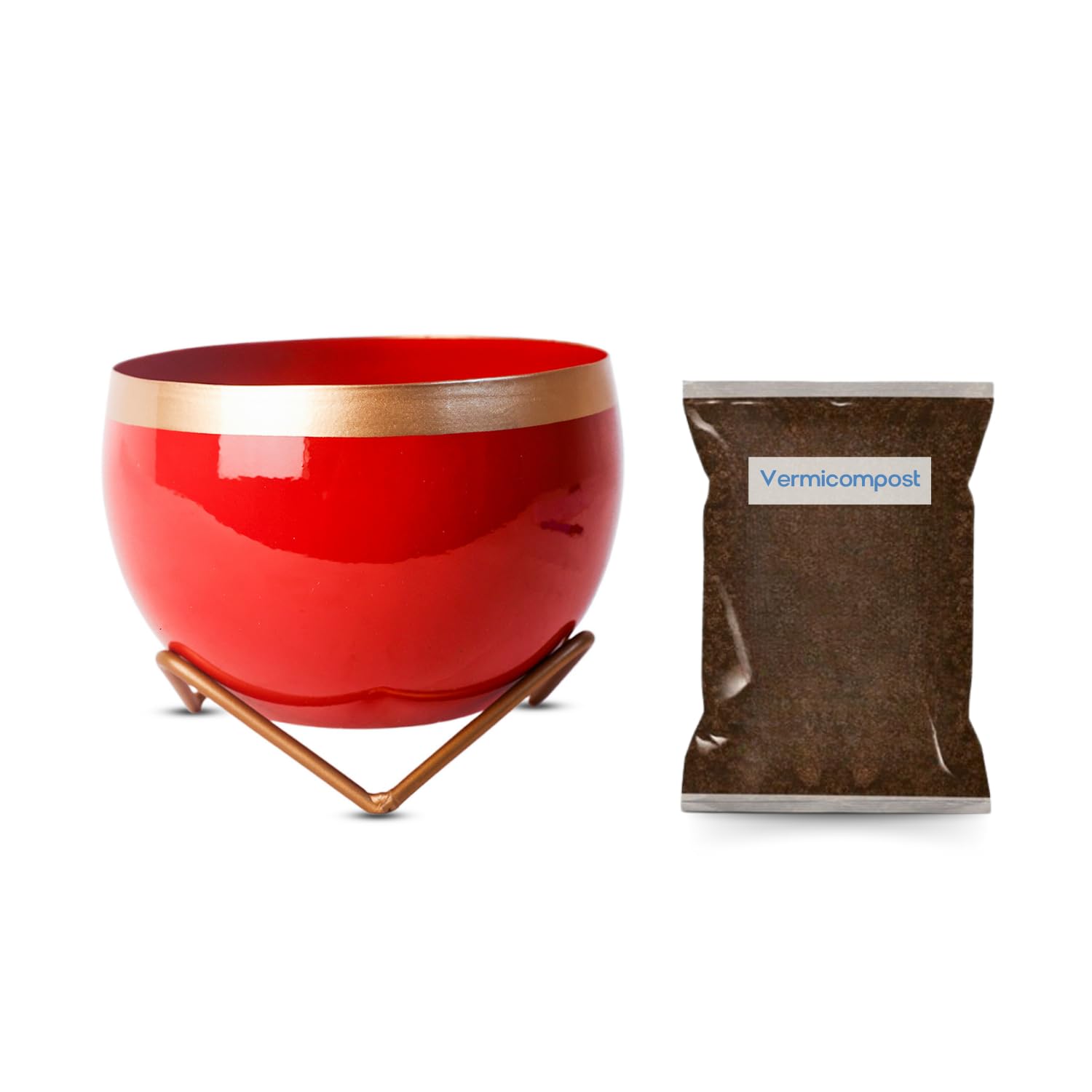 Amazon Brand - Umi REVA Home Decor Vase with Stand I Flower Pot/Indoor Plant Vase I Desktop/Bedroom Corner Table/Home Decor Centepiece/Living Room Decor ShowPiece I 6 I Metal RED-Gold (B0CW6G3CLN) Amazon Price History, Amazon Price Tracker