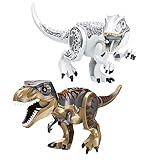 ENPUSI Dinosaur Building Blocks, 2PCS Dinosaur Park World Model Toy with Movable Jaw, DIY Building Construction Toy for Kids