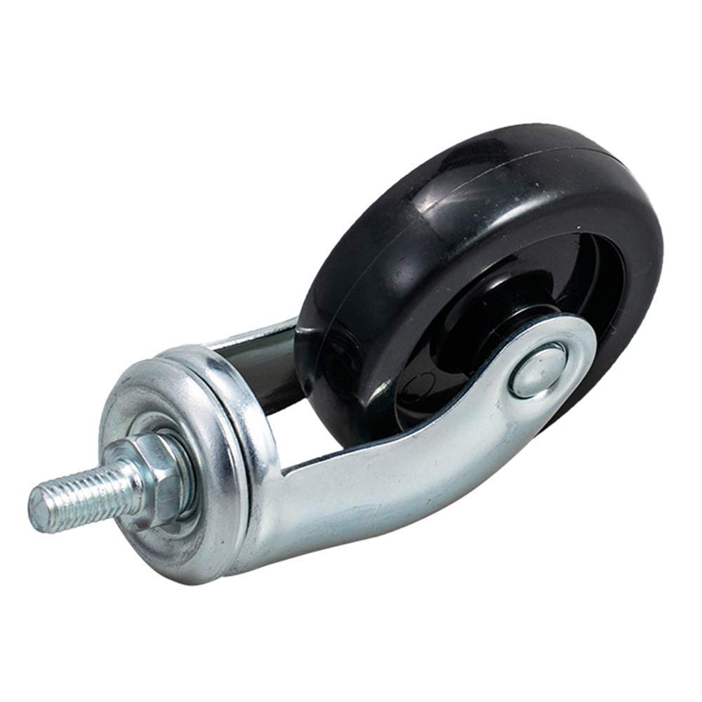 Carrello con Stelo Girevole da 60 mm X4 Senza Freno, Bullone M8x15mm, Capacità di Carico Massima 75 kg, Ruote Girevoli di Ricambio per Scaffali per Mobili, Scaffale da Cucina Ruota Nera(Nero)