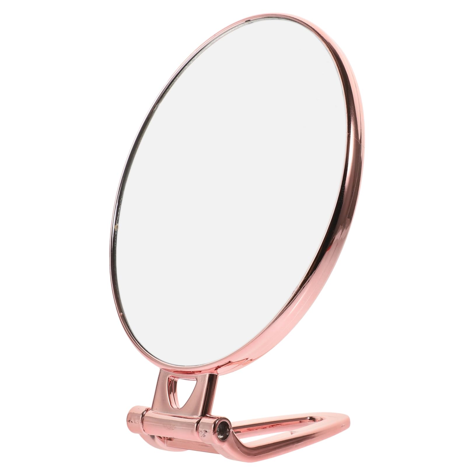 FRCOLOR Portable Double-Sided Gold Hand Mirror for Desk Travel Makeup Folding Metal Mirror Adjustable Angle