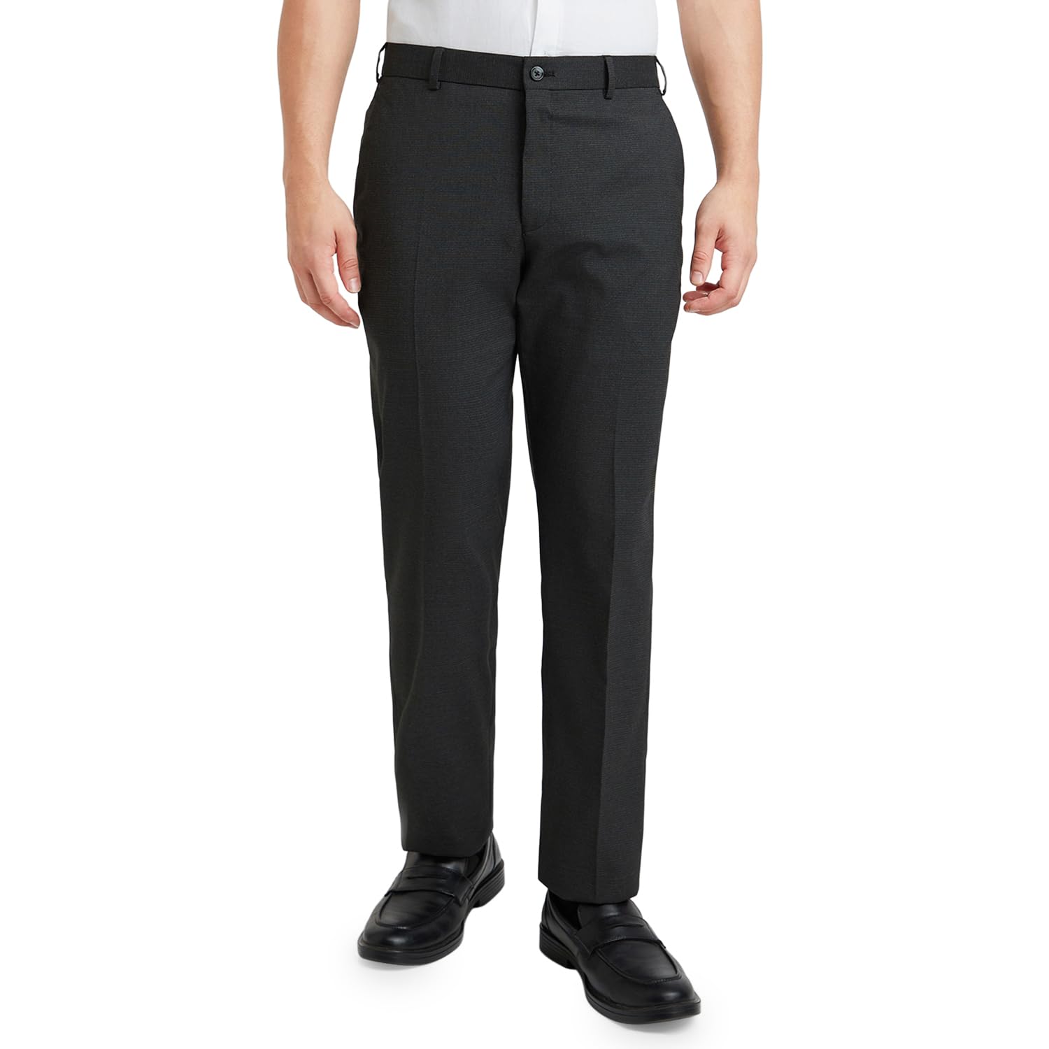park avenue Men's Regular Fit Mid Rise Checks Pattern Polyester Blend Flat Front Formal Trouser-picture-38
