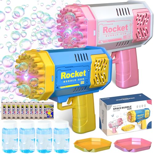 BGIUSQF 2 peças pistola de bolhas para crianças, 40 orifícios pistola de bolhas de bazuca, Bubble Machine Blaster, Bazooka bolhas para crianças e adultos para jardim exterior, casamento brinquedo