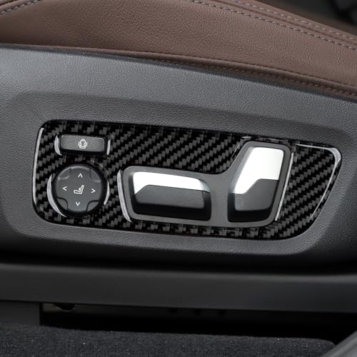 Image of 2PCS Seat Adjustment Knob Switch Buttons Cover Trim Carbon Fiber Decal Sticker fits for BMW X3 G01 X4 G02 X5 G05 X6 G06 2018-2024 Accessories (Style A)