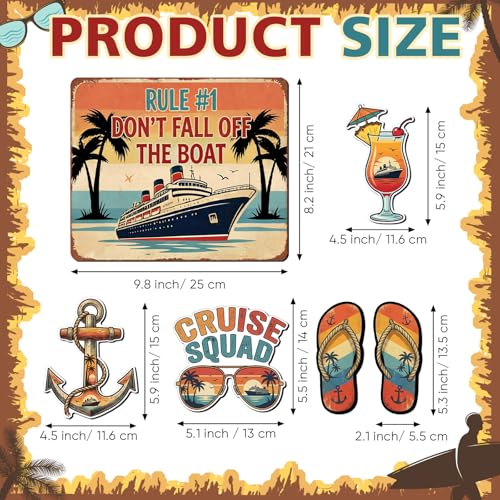 Image of Kanayu 6 Pcs Retro Tropical Cruise Door Decorations Magnetic Large Sea Navigation Ship Decorations Magnets Nautical Anchor Cruise Decor Car Fridge Magnet Decal for Carnival Stateroom Door