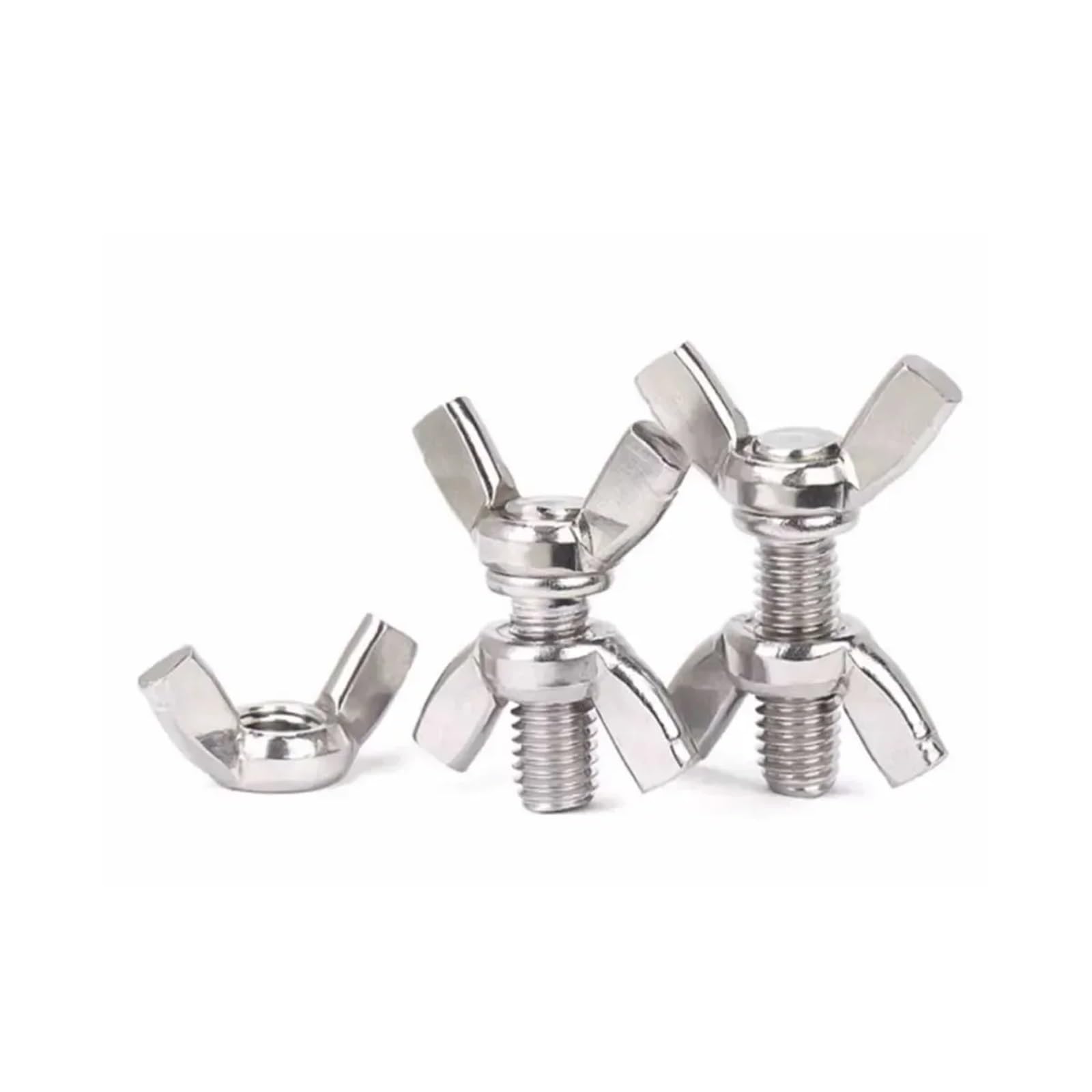 EBZFASO Wing Nuts Assortment Kit, 304 Stainless Steel Butterfly Wing Nuts Bolts(5set M6x10)