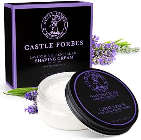 Castle Forbes Lavender Shaving Cream For Men, 6.8 fl.oz. | Moisturizing Smooth Shave Lather w/ Esseantial Oils | Protects Sensitive Skin From Razor Burn & Irritation | Luxury Grooming & Beard Care