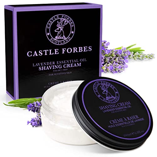 Castle Forbes Lavender Shaving Cream For Men, 6.8 fl.oz. | Moisturizing Smooth Shave Lather w/ Esseantial Oils | Protects Sensitive Skin From Razor Burn & Irritation | Luxury Grooming & Beard Care