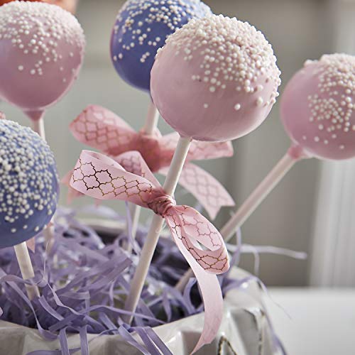 Image of Brother P-Touch Embellish Gold Print on Pink Satin Ribbon TZERE34 ~ inch Wide x ~13.1' Long for use with P-Touch Embellish Ribbon & Tape Printer