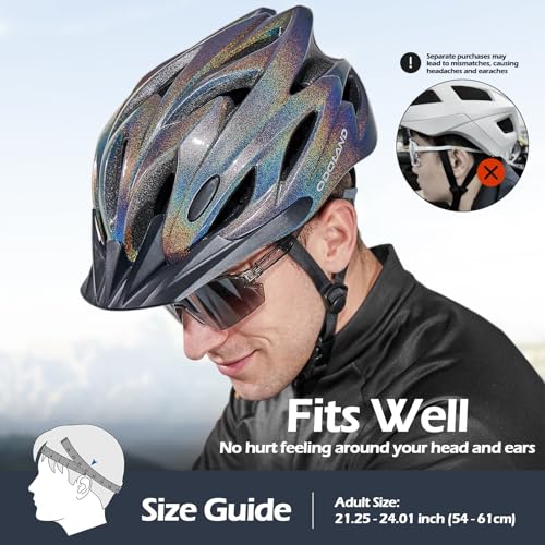 Image of Odoland Adult Bike Helmet with Cycling Sunglasses Set for Men & Women | Safety Certified Bicycle Helmet, UV Protection Glasses, Adjustable Dial for Mountain, Urban, Skating, Road, City Commuting