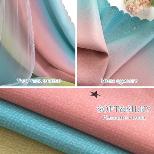 Image of Room Darkening Stars Curtains 2 Layers Drapes Elegent Room Decor Kids Curtains for Girls Bedroom Window Panels Living Room Divider 63 72 84 96 108 inches Long (Baby Pink Blue, W52 X L63)