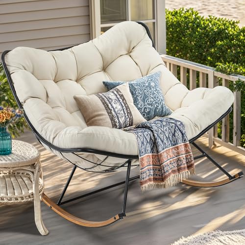 YITAHOME Übergroßer Schaukelstuhl, Breiter Schaukelstuhl mit Extra Dicker...
