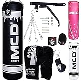 MCD Sports Ungefüllt Boxsack Erwachsene Set Hängend Boxing Bag Handschuhen, Handwickel Ideal für MMA, Kampfsport, Kickboxen Punching Bag (4FT, Schwarz Set)