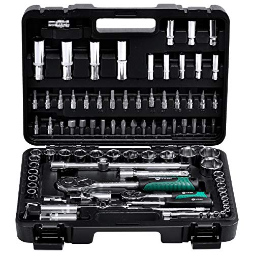 JOGO DE CHAVE SOQUETE ENCAIXE 1/2' E 1/4' COM 94 PEÇAS