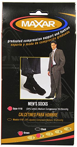 Image of MAXAR Men's Trouser Support Socks (20-22 mmHg) Brown, Medium, 2 Count