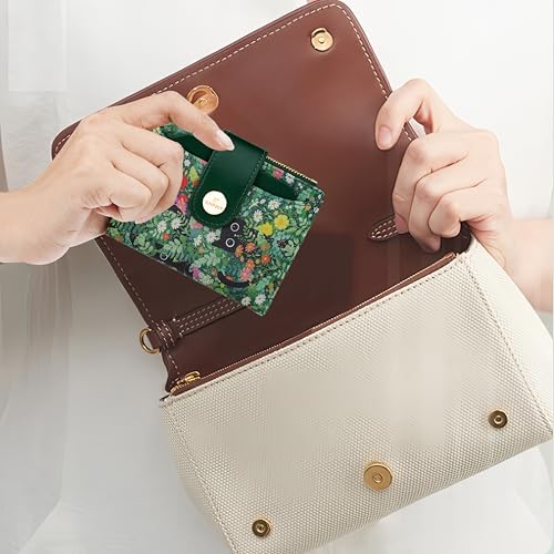 Image of Small Womens Wallet,Bifold Leather Wallet for Women RFID Card Holder Ladies Compact Pocket Wallet for Crossbody Bag (Cat Floral)