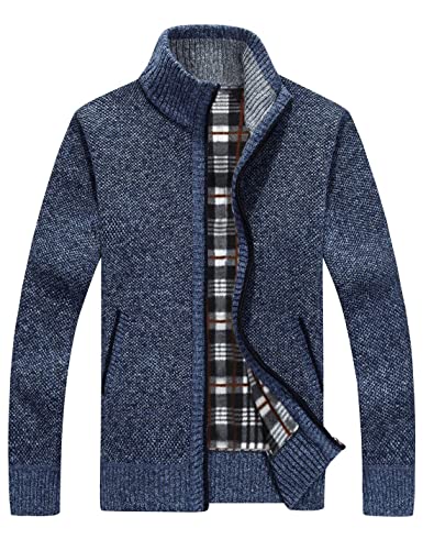 Cárdigan casual de hombre con cuello alto y cremallera completa suéter delgado de punto grueso