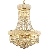 chandiry 10 Lights Gold Finish Empire Crystal Chandelier Lighting for Dining Room Living Room Foyer