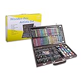 WRITENBACO 145 Piece Deluxe Art Set, Wooden Art Box & Drawing Kit with Oil Pastels, Crayons, Colored...