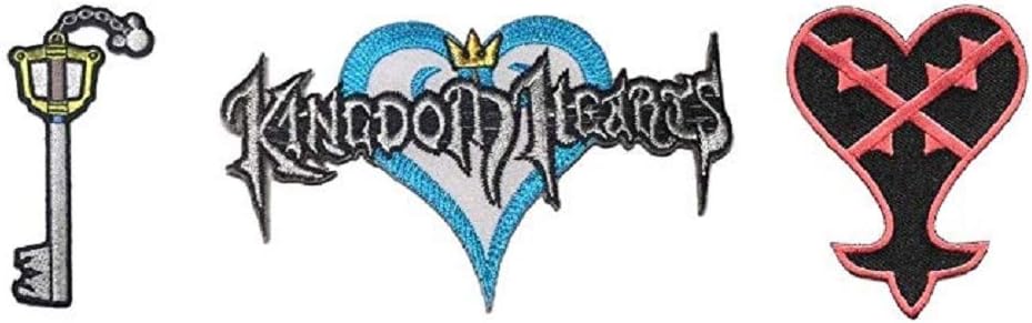 Kingdom of Hearts Embroidered Iron on Set of 3 Patches