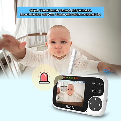 Juan Baby Monitor With Camera And Audio, 3.2'' Ips Screen Video Baby Monitor, 1000Ft Range Baby Monitor No Wifi, Pan-Tilt-Zoom Camera, 2-Way Talk, Night Vision, Temperature, Vox Mode, 8 Lullabies #TOP7