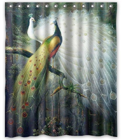 BravoVision Fashion Custom Beautiful Peacock Waterproof Fabric Bath Shower Curtain 60" x 72"