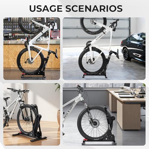 ROCKBROS Bike Stand 2-in-1 Vertical & Horizontal Bike Stand Floor Foldable Adjustable Bike Parking Rack for 24" -27.5" Mountain Road Bike Indoor Storage Garage by ROCKBROS - Image 7
