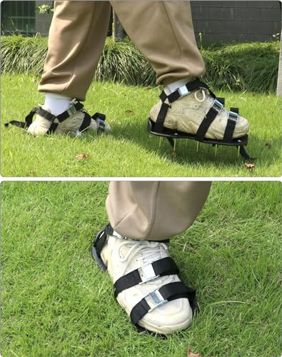 QWORK® Lawn Aerator Shoes - Sturdy Plastic Base with Metal Buckle Strap and 26 High-Performance Spikes 7 QWORK® Lawn Aerator Shoes - Sturdy Plastic Base with Metal Buckle Strap and 26 High-Performance Spikes - Image 7